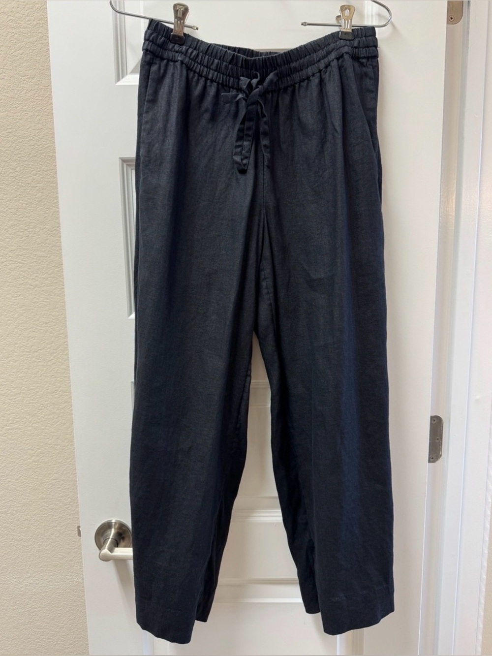 J.Crew Black Wide-Leg Linen Seaside Pant